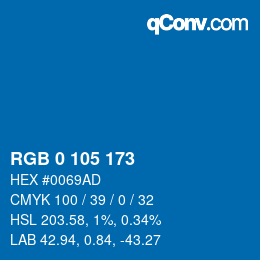 Farbcode: RGB 0 105 173 | qconv.com