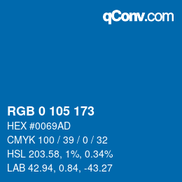 颜色代码: RGB 0 105 173 | qconv.com