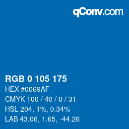 カラーコード: RGB 0 105 175 | qconv.com