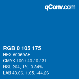 カラーコード: RGB 0 105 175 | qconv.com