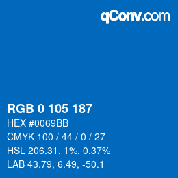 颜色代码: RGB 0 105 187 | qconv.com