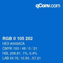 Color code: RGB 0 105 202 | qconv.com