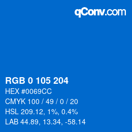 カラーコード: RGB 0 105 204 | qconv.com