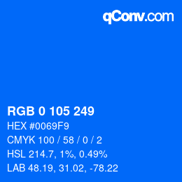 Color code: RGB 0 105 249 | qconv.com