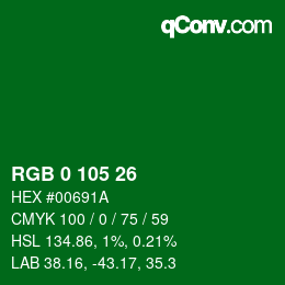 Color code: RGB 0 105 26 | qconv.com
