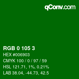 Código de color: RGB 0 105 3 | qconv.com