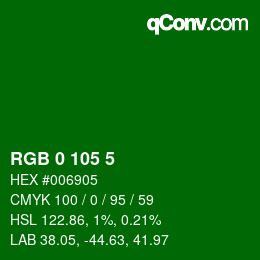 Color code: RGB 0 105 5 | qconv.com