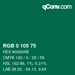 Código de color: RGB 0 105 75 | qconv.com