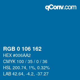 Color code: RGB 0 106 162 | qconv.com