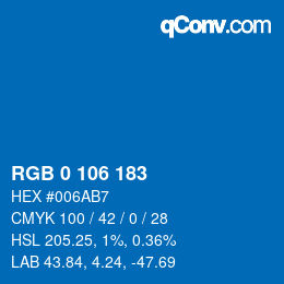 Color code: RGB 0 106 183 | qconv.com