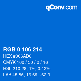 Color code: RGB 0 106 214 | qconv.com
