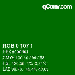 颜色代码: RGB 0 107 1 | qconv.com