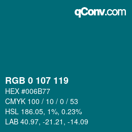 颜色代码: RGB 0 107 119 | qconv.com