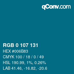 Color code: RGB 0 107 131 | qconv.com