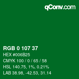 Color code: RGB 0 107 37 | qconv.com