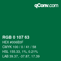 Color code: RGB 0 107 63 | qconv.com