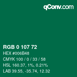 Color code: RGB 0 107 72 | qconv.com