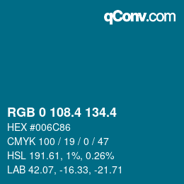 カラーコード: RGB 0 108.4 134.4 | qconv.com