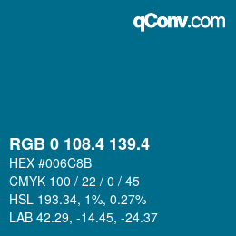 カラーコード: RGB 0 108.4 139.4 | qconv.com