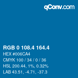 カラーコード: RGB 0 108.4 164.4 | qconv.com
