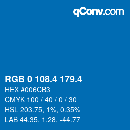 カラーコード: RGB 0 108.4 179.4 | qconv.com