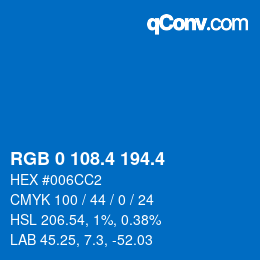 カラーコード: RGB 0 108.4 194.4 | qconv.com