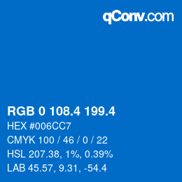カラーコード: RGB 0 108.4 199.4 | qconv.com