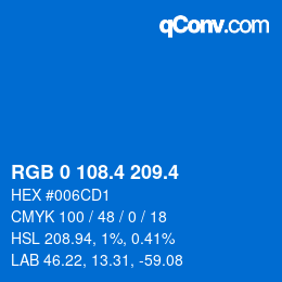 カラーコード: RGB 0 108.4 209.4 | qconv.com