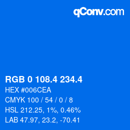 カラーコード: RGB 0 108.4 234.4 | qconv.com