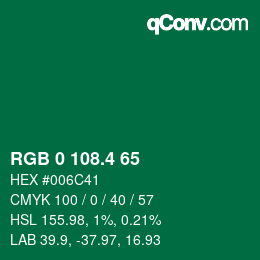 カラーコード: RGB 0 108.4 65 | qconv.com
