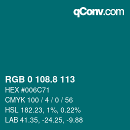 Color code: RGB 0 108.8 113 | qconv.com