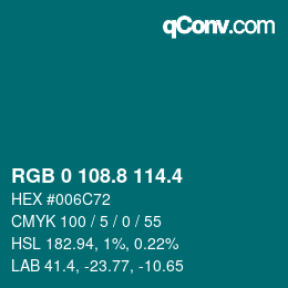 カラーコード: RGB 0 108.8 114.4 | qconv.com