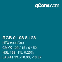 Color code: RGB 0 108.8 128 | qconv.com