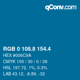 カラーコード: RGB 0 108.8 154.4 | qconv.com
