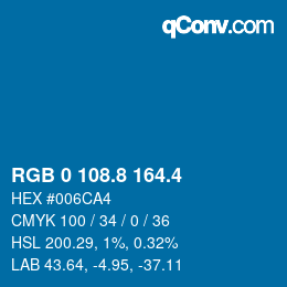カラーコード: RGB 0 108.8 164.4 | qconv.com