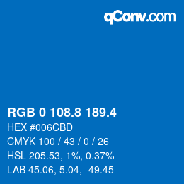 カラーコード: RGB 0 108.8 189.4 | qconv.com