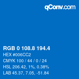 カラーコード: RGB 0 108.8 194.4 | qconv.com