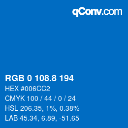 カラーコード: RGB 0 108.8 194 | qconv.com
