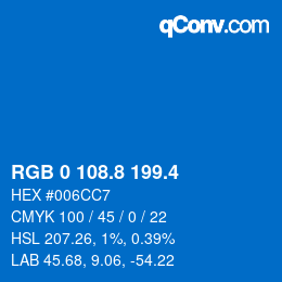 カラーコード: RGB 0 108.8 199.4 | qconv.com