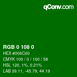 Color code: RGB 0 108 0 | qconv.com