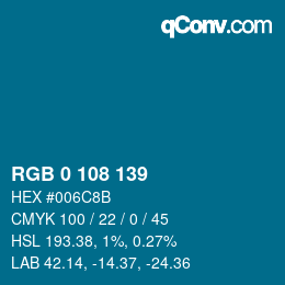 Color code: RGB 0 108 139 | qconv.com