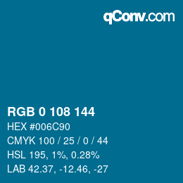 カラーコード: RGB 0 108 144 | qconv.com