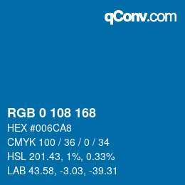 Color code: RGB 0 108 168 | qconv.com
