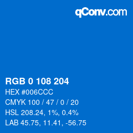 カラーコード: RGB 0 108 204 | qconv.com