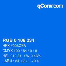 Color code: RGB 0 108 234 | qconv.com