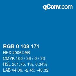 カラーコード: RGB 0 109 171 | qconv.com
