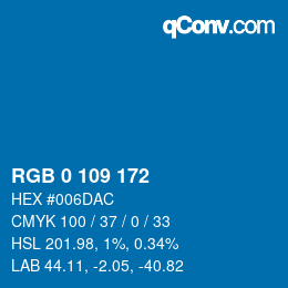 カラーコード: RGB 0 109 172 | qconv.com