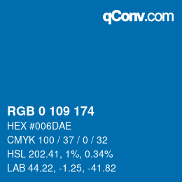 Color code: RGB 0 109 174 | qconv.com
