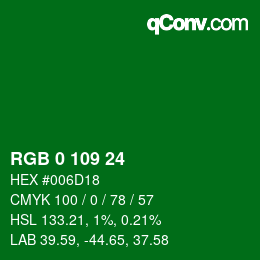 Color code: RGB 0 109 24 | qconv.com