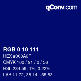カラーコード: RGB 0 10 111 | qconv.com